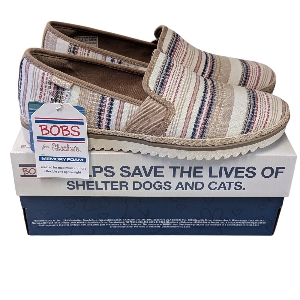 Skechers BOBS Flexpadrille Lo Stay Light Shoes Women's 8.5 Natural Multi Vegan